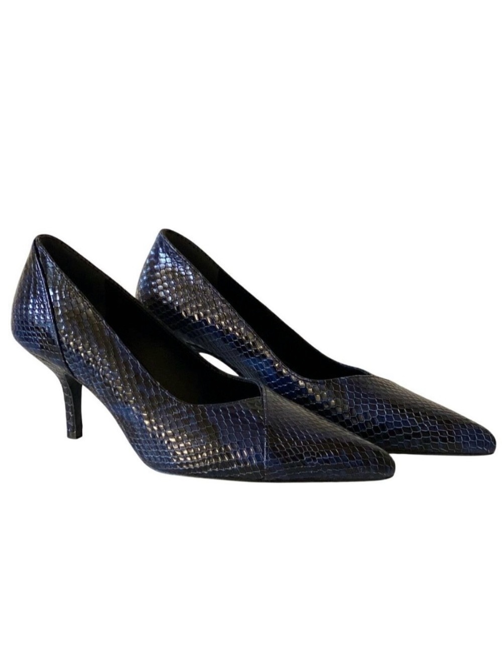 Anine Bing Devon Python Snake Pumps EU 36 US 6 Blue Black Heels